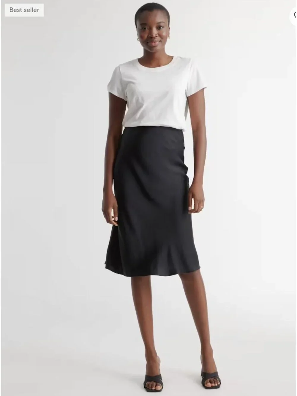 Quince 100% Washable Silk Skirt Black Size M Minimalist Date Night Office